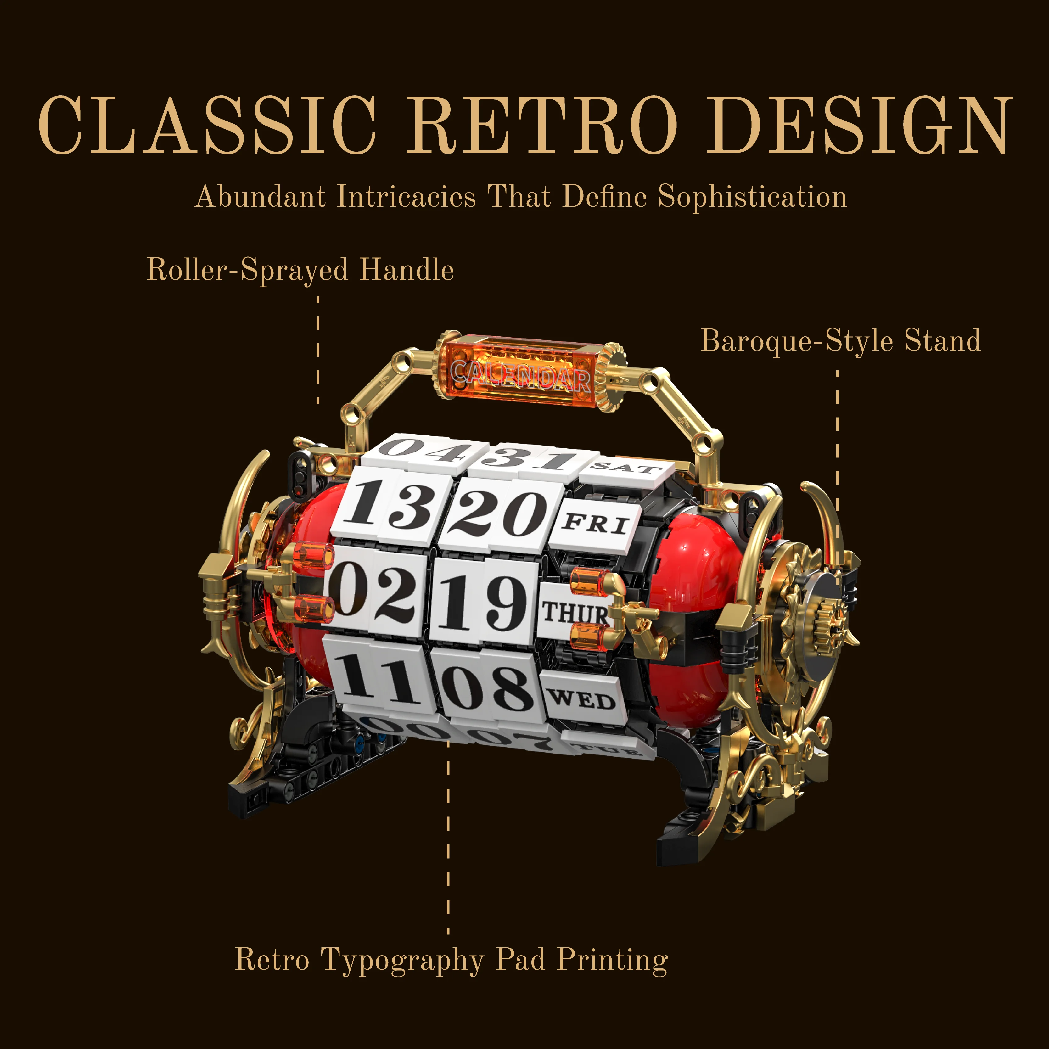Chinese Style Classic Retro Calendar Nostalgic Scene DIY Building Blocks Model Desktop Decoration