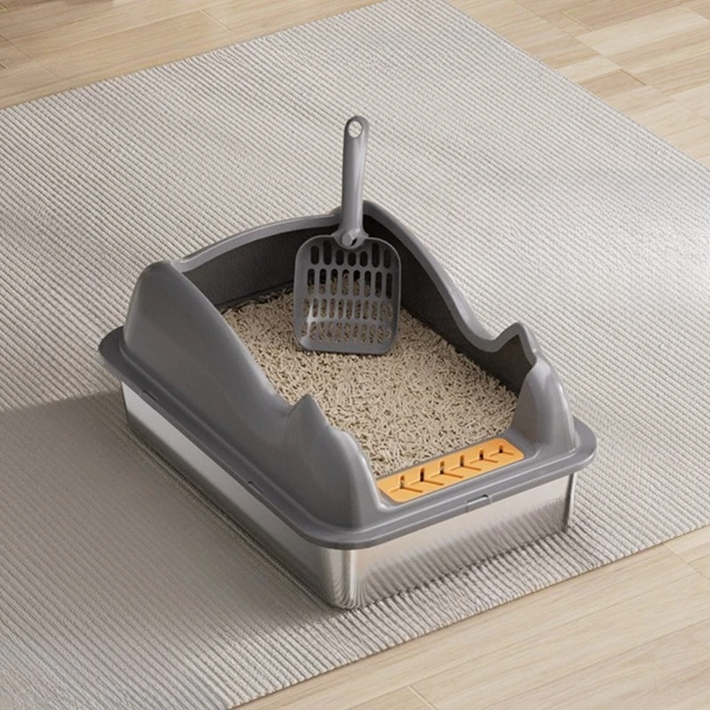 Self Cleaning Cat Litter Box Top Entry Stainless Steel Covered Anti Splash High Walls Extra Large Multi Ccat Toilet Household