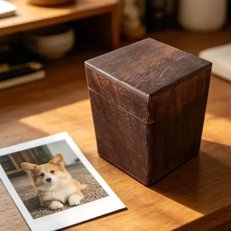 Handmade Rosewood Pet Memorial Urn Sealed Wooden Box for Dog Cat Ashes Fur Teeth Airtight Keepsake Box
