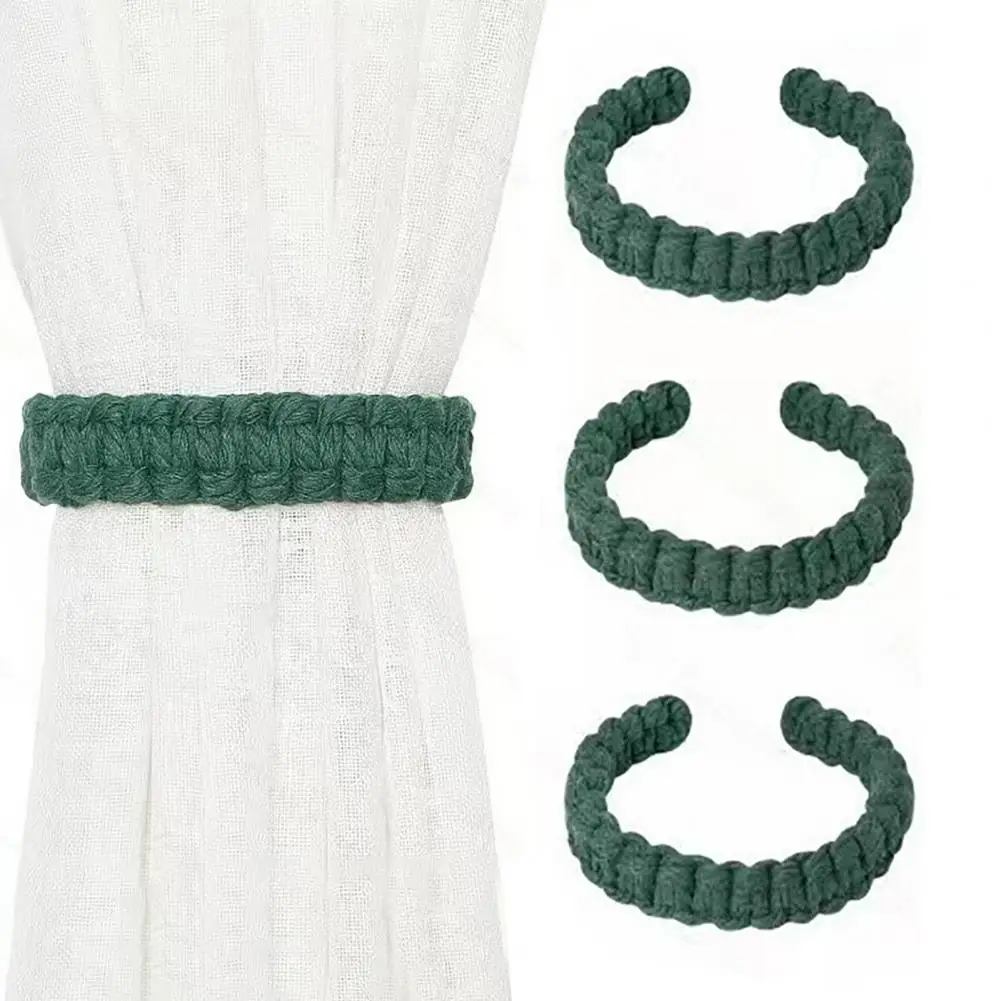 Wall Mounted Drapery Holdbacks Decorative Curtain Straps for Home Hand Braided Cotton Linen Curtain Tiebacks Rustic for Windows