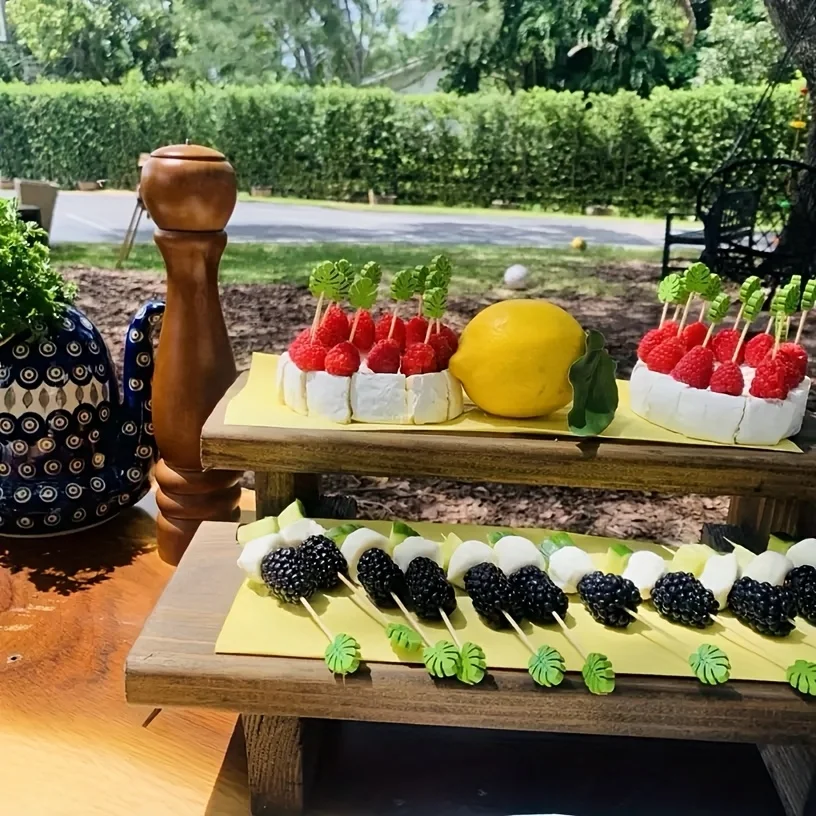 100 قطعة من أعواد الكوكتيل ذات الورقة المستديرة الخضراء، لوازم المطبخ لحفلات عيد الميلاد، أعواد الأسنان المزخرفة، الهالوين