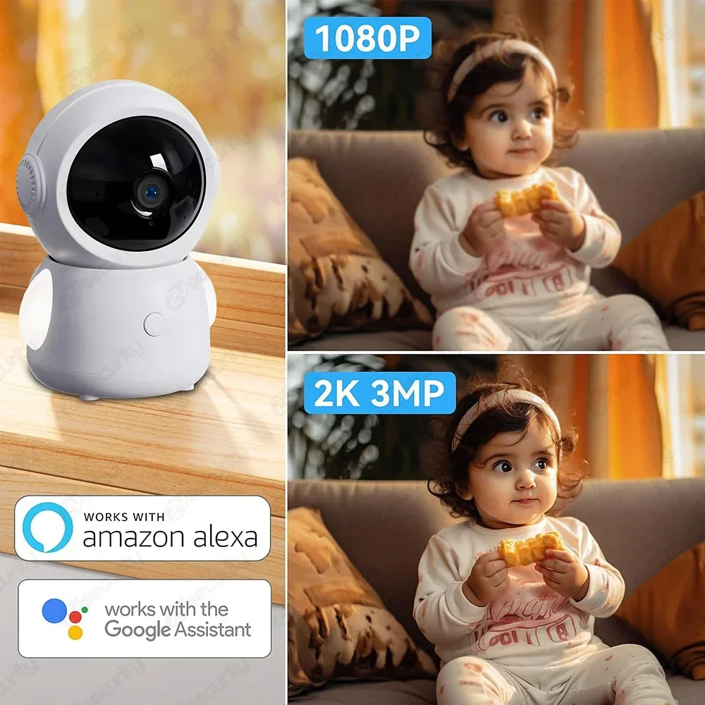 4.3" Split-Screen Baby Monitor with 2 Cameras 2K 3MP Wifi Baby Phone via Smart Phone APP PTZ Baby Camera Video Record & Playback