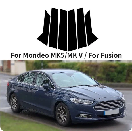 

For Ford Fusion Mondeo window decoration with glossy black center pillar stickers from 2008 to 2023