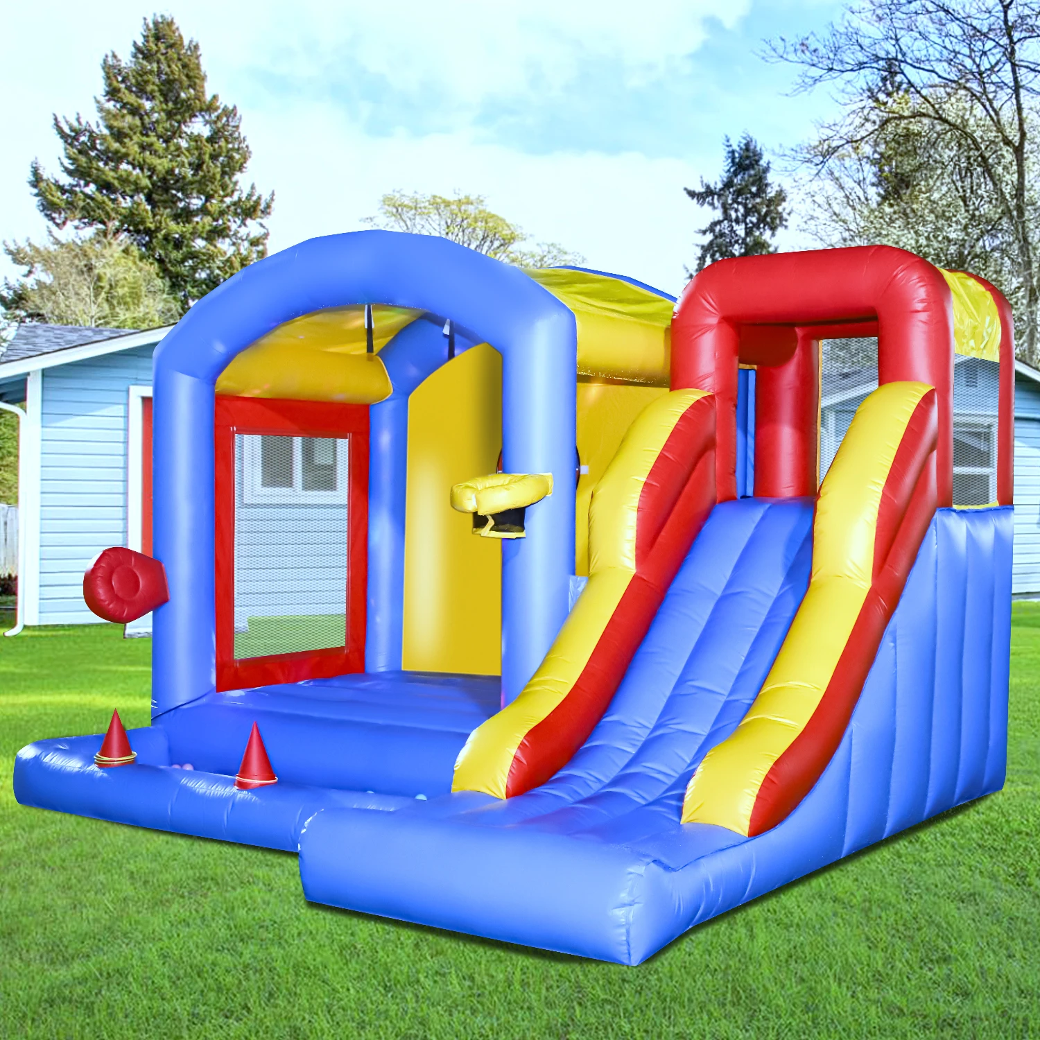 4.5x4x3m PVC Commercieel Opblaasbaar Bounce Huis met LED Licht voor Kids Party kinderspeelgoed, kinderspeeltuin