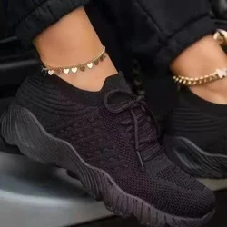 Mesh Breathable Women Casual Sneakers Lace-up Vulcanized Shoes Ladies Platform Sneakers Female Shoes Plus Size