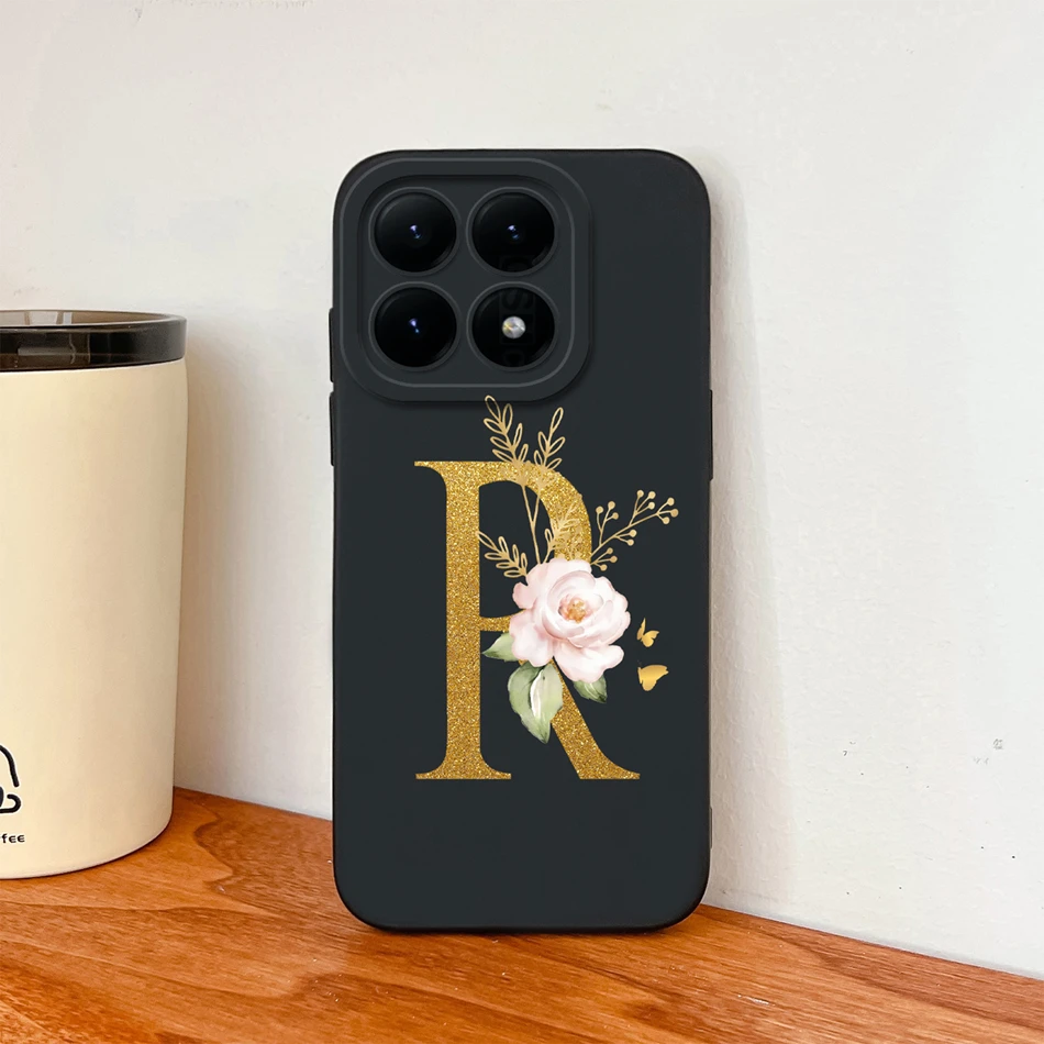 حافظة لهاتف Xiaomi 15T Pro 17 Pro Max أنيقة بحروف ذهبية ناعمة من السيليكون السائل المضاد للسقوط غطاء خلفي واقٍ لهاتف MI 15 T #2