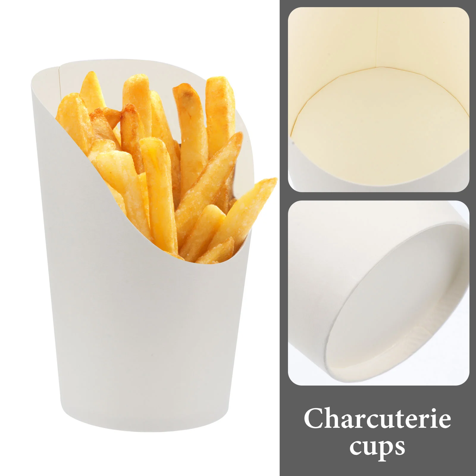 Kraft Paper Snack Slanted Mouth Fries Cup Ice Cream Box (small White Card 50 Pieces) Cups