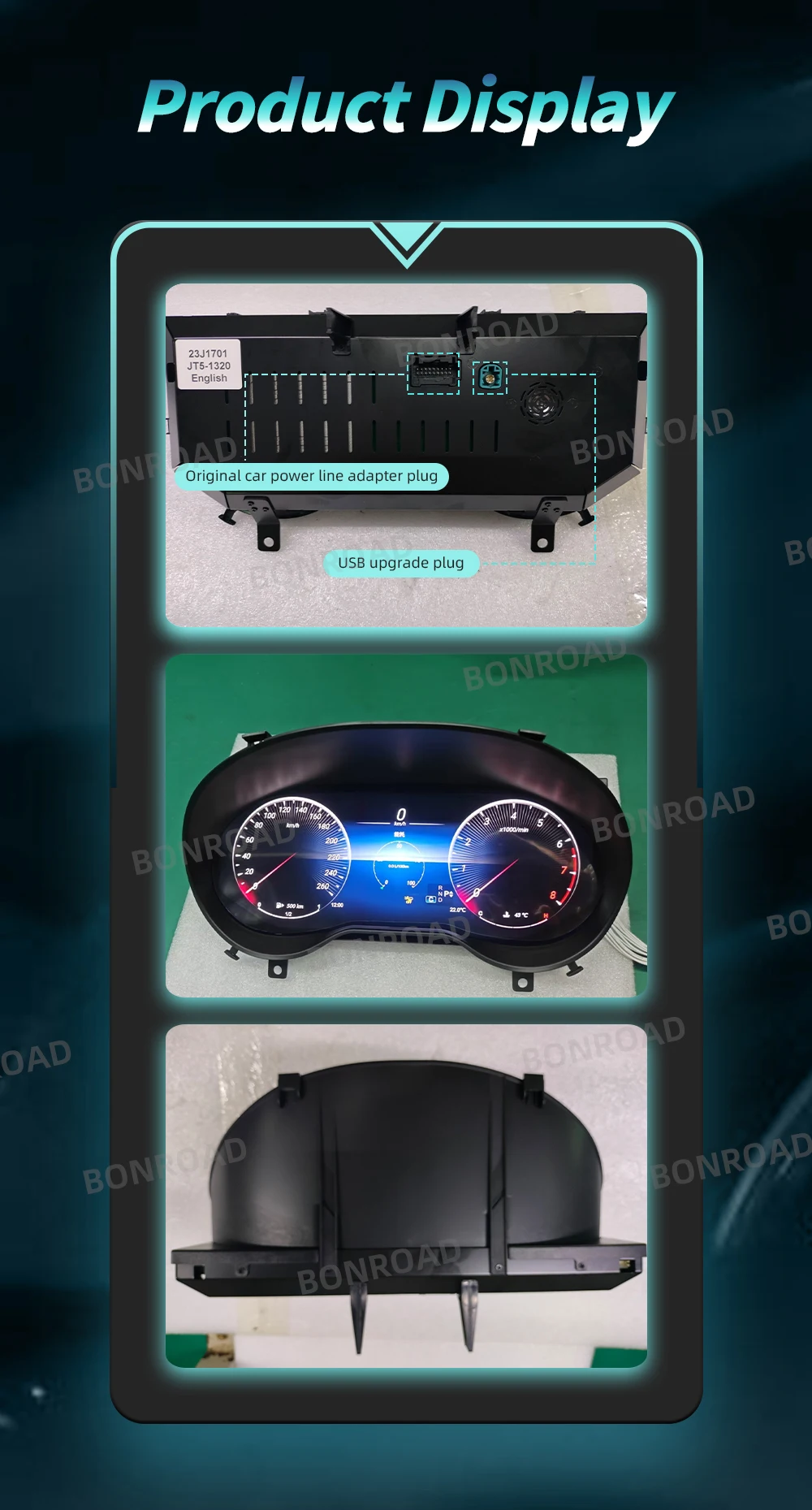 BONROAD 12,3'' Digitales Auto-Armaturenbrett für Benz A-Klasse W176 GLA X156 CLA C117 2013-2019 Tachometer Cockpit Instrumentencluster – Detail 4