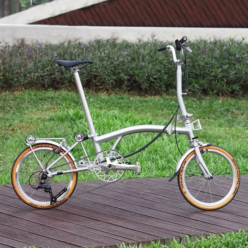 

Retro Bicycle Aluminum Alloy Folding Bicycle Ultra-Light Folding Frame Bike 16-inch 9-speed Cycling For Adult Woman Man Bike