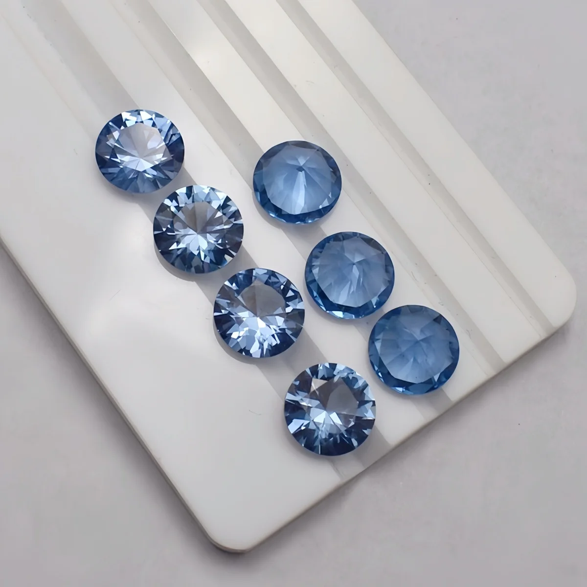 Round Brilliant Cut Faceted Light Blue Spinel Ideal for Wax Casting Multiple Sizes to Choose