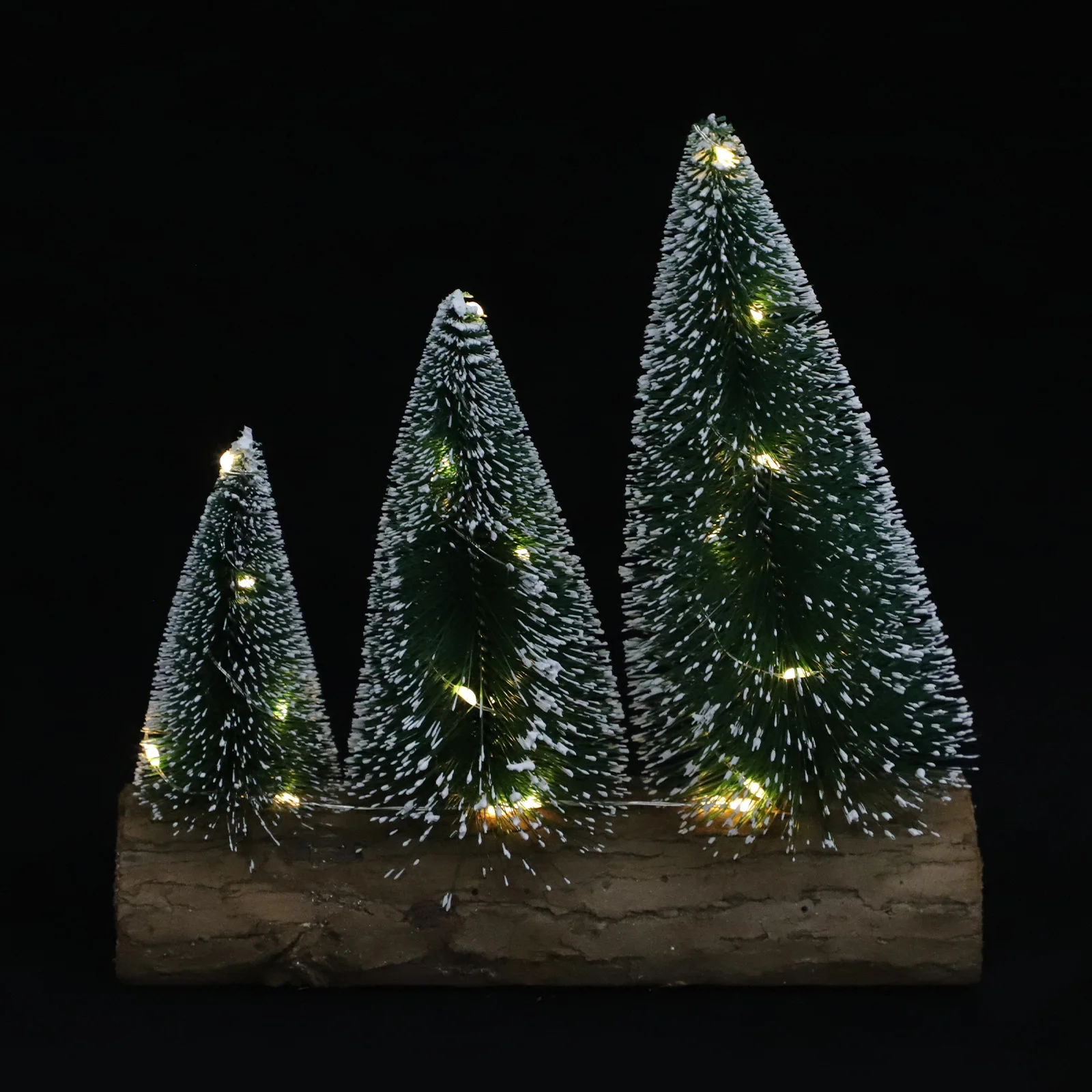

Elegant Glowing Mini Christmas Tree Adornment With Snow Pine Trio Desktop Xmas Ornament Decorative Lighting 1pc