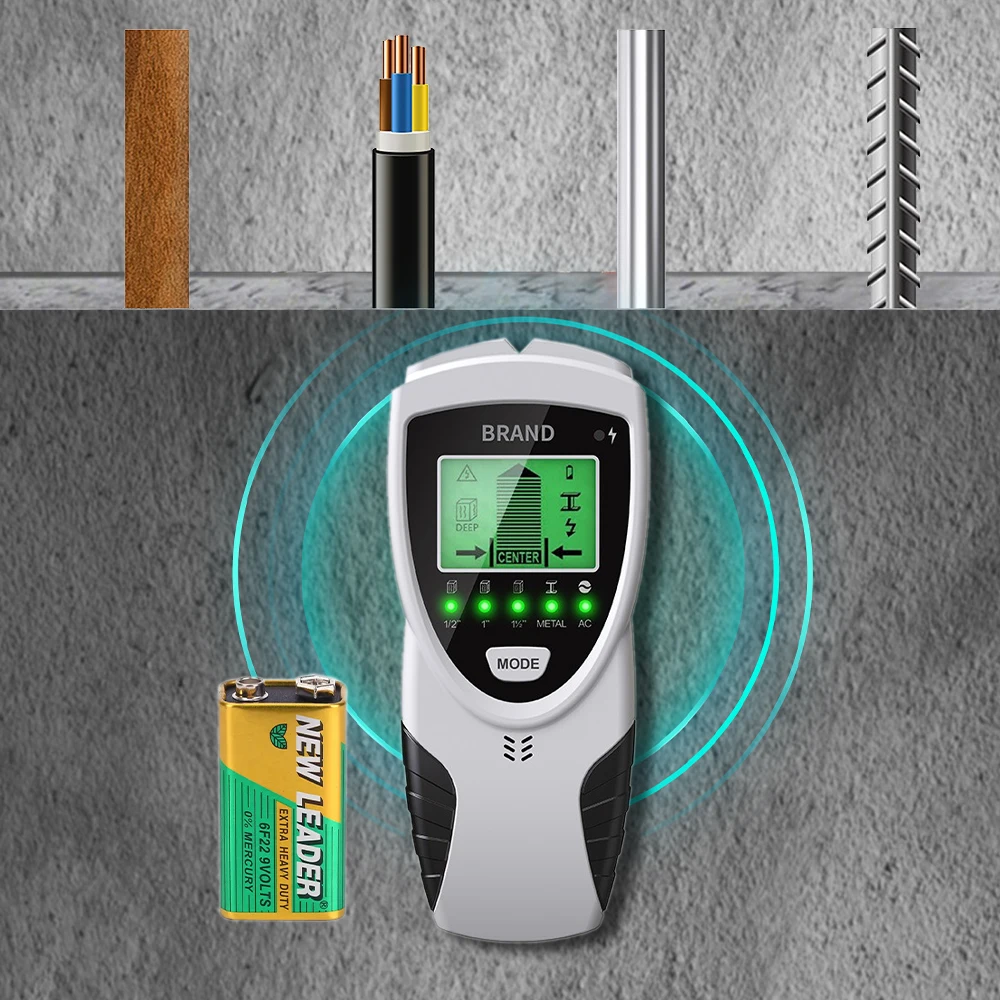 5 In 1 Sensor Wall Scanner Pipe Electronic Stud Locator Wood Joist Wall Scanner Finder Pipe Wire Detector Metal Detector Tools