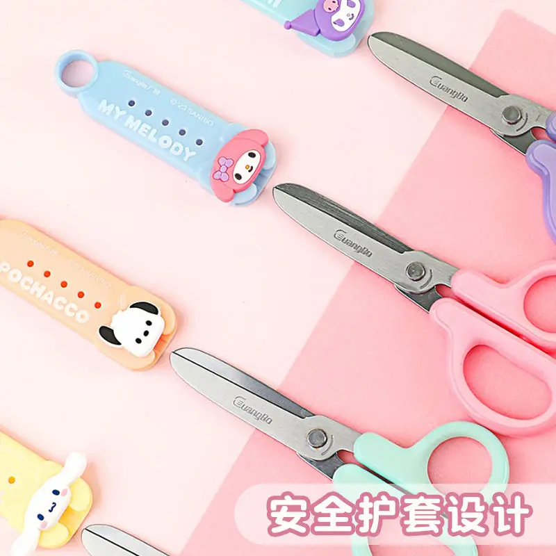 Sanurgente-Juste de protection pour ciseaux pour étudiants, Cinnamoroll sûr, Kuromi Handmade Clipper, Cute Gifts, School Supplies, Staacquering Scissors