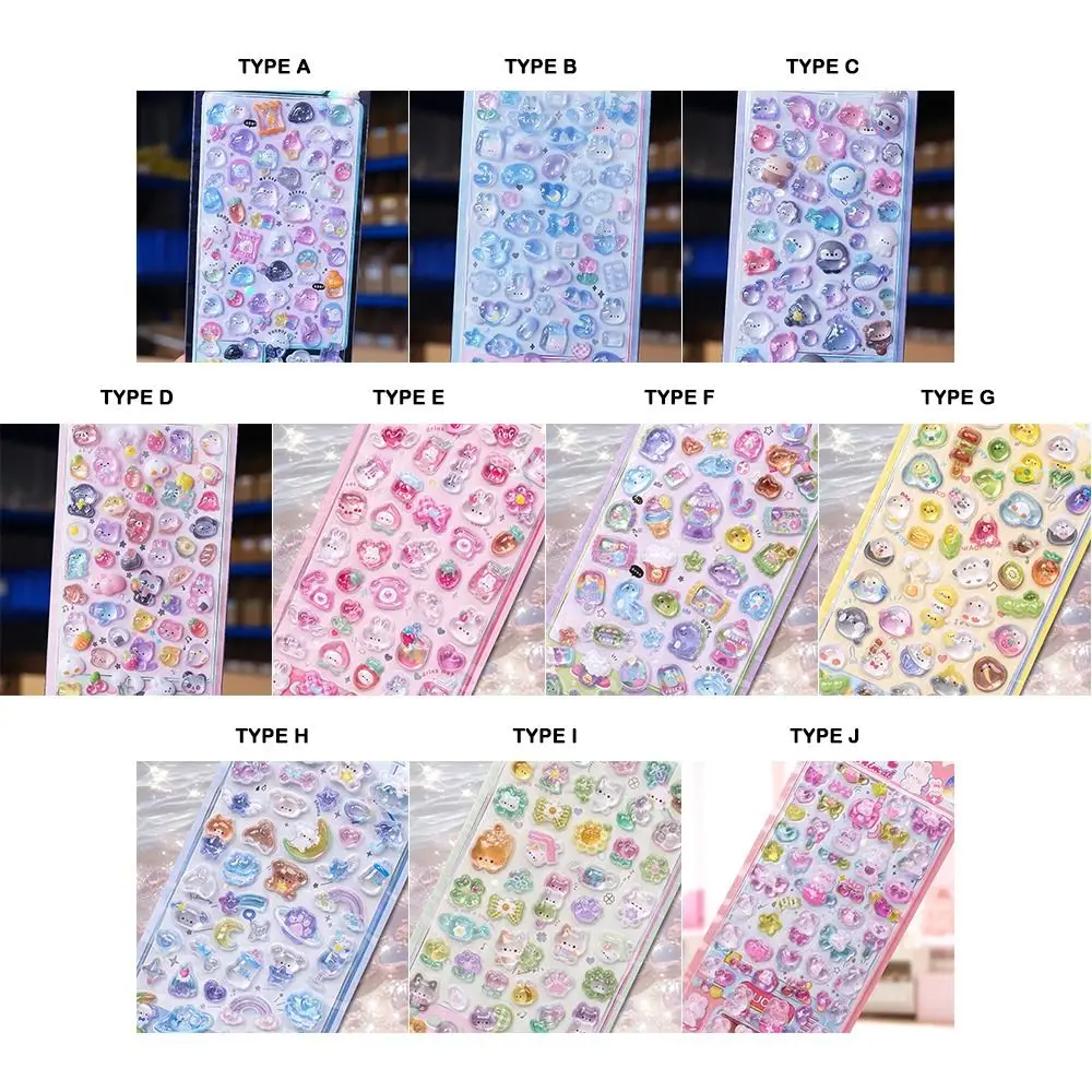 DIY Relief Jelly Sticker Plastic Diary Scrapbooking Relief Stickers Hand Tent Multi-color Aesthetic Stickers