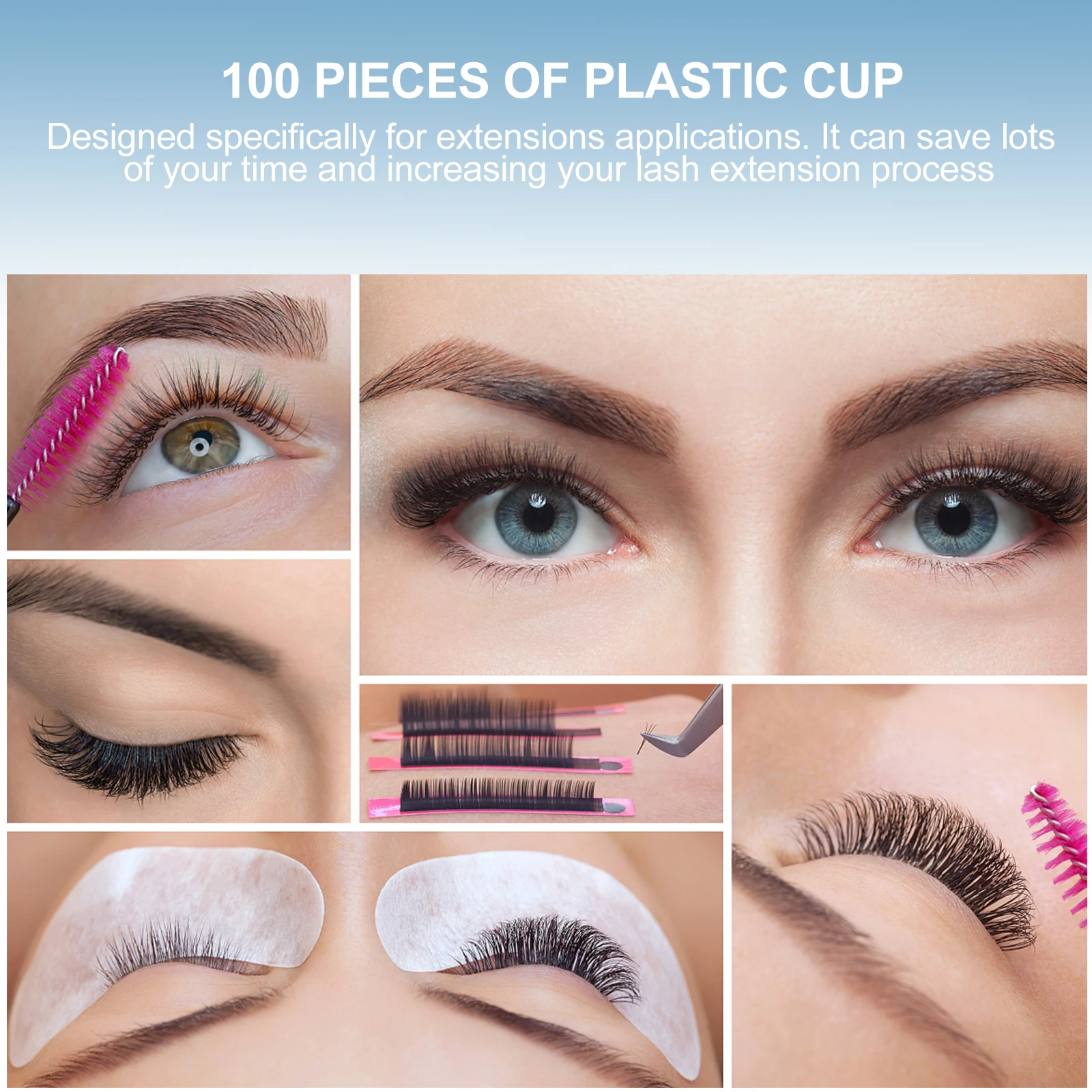 

100pcs Disposable Plastic Eyelash Glue Cups Rings for Extension Professional Beauty Salon Lash Tool Kit Volume Holder