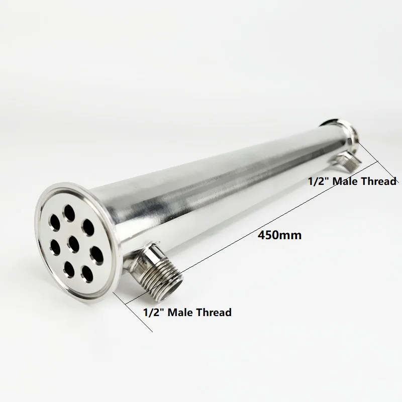 Imagem -02 - Condensador Dephlegmator Sanitário com Rosca Macho para Destilação 51 mm Od64 mm Length Pipes Inside id 450 mm