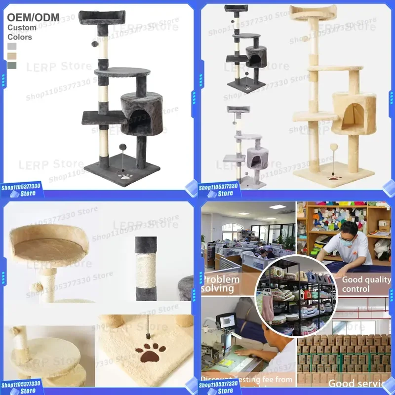 Large Luxury Sisal Cat Tree House Modern Style Climbing Scratching Board Custom Design for Pets Durable Furniture Tower