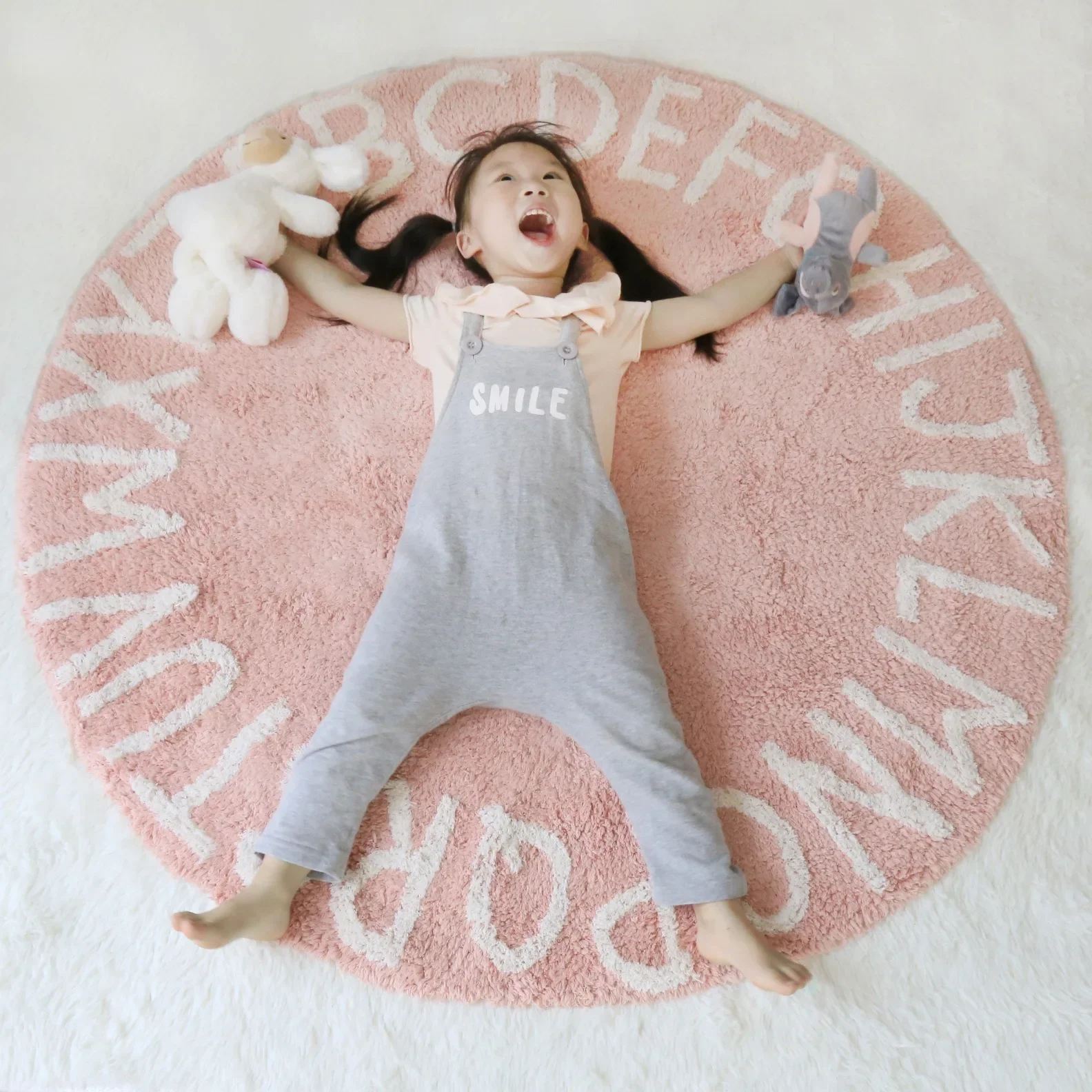 Cartoon Alphabet Children's Carpet Fluffy Soft Baby Crawling Mat Nordic Style Bedroom Decor Plush Rug Home Round Washable Rugs