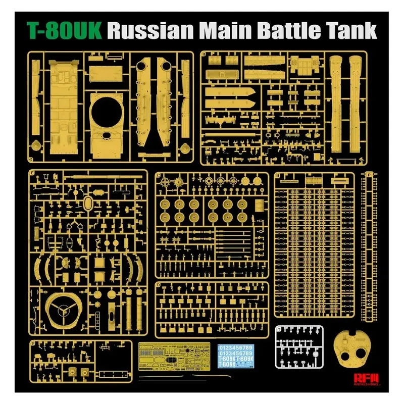 RYEFIELD 5115 1/35 Russian Main Battie Tank T-80UK An Empty Shell Model Kit
