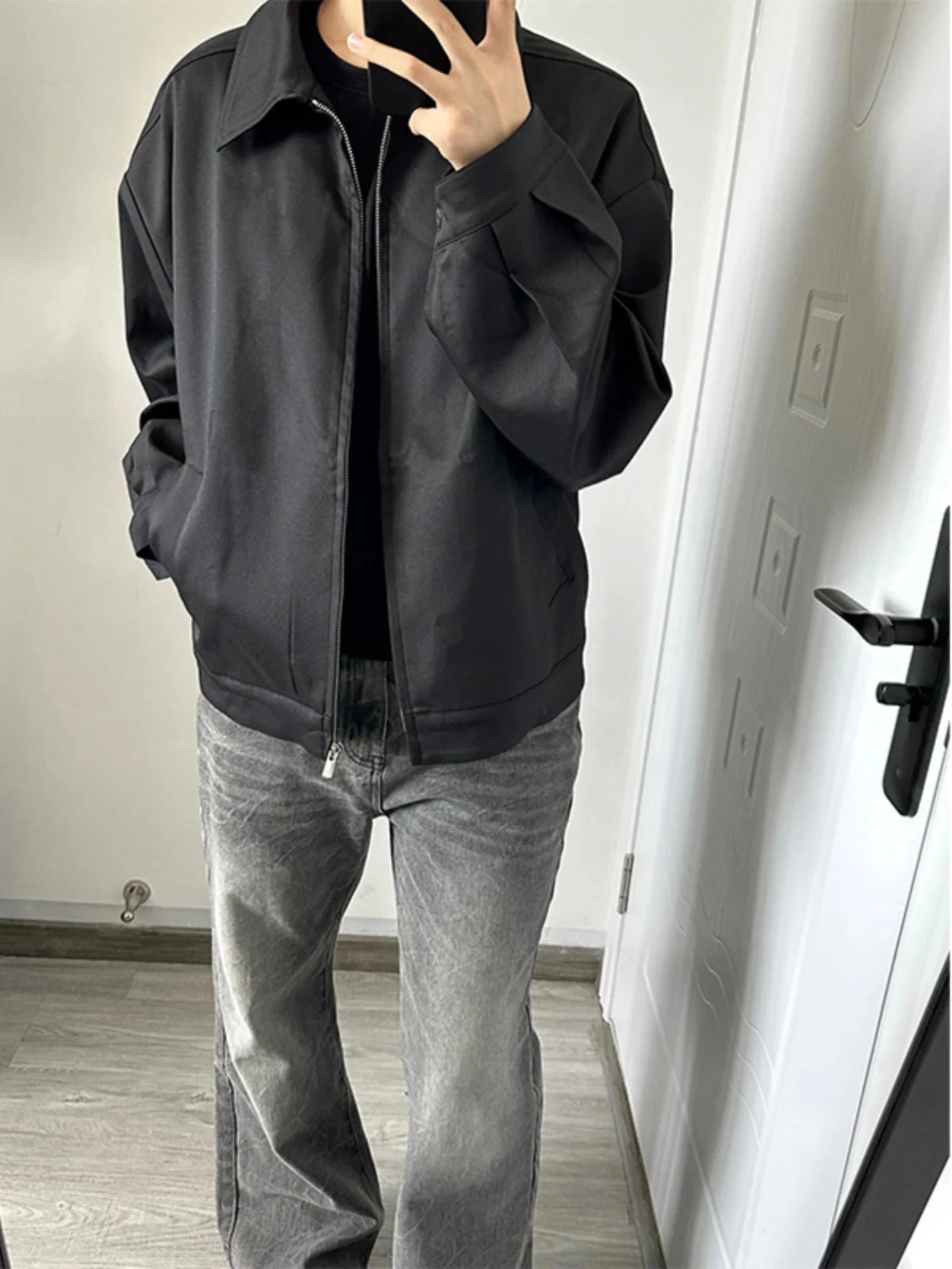 

Мужская ветровка Bla ort Cleanfit в американском стиле для весны и осени, молодежная, модная, на молнии, однотонная