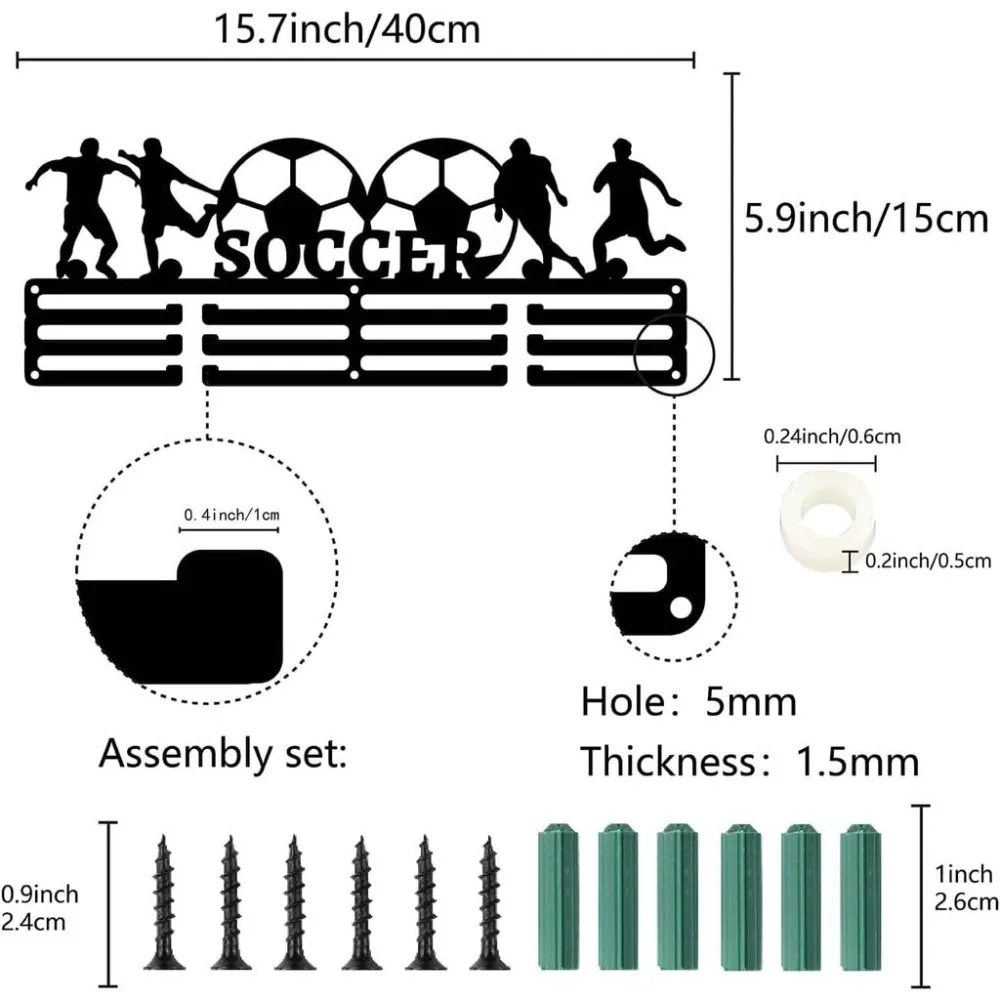 Soccer Medal Holder Medal Hanger Display Rack Sports Metal Hanging Awards Iron Mount Decor Awards for Wall Home Badge Race