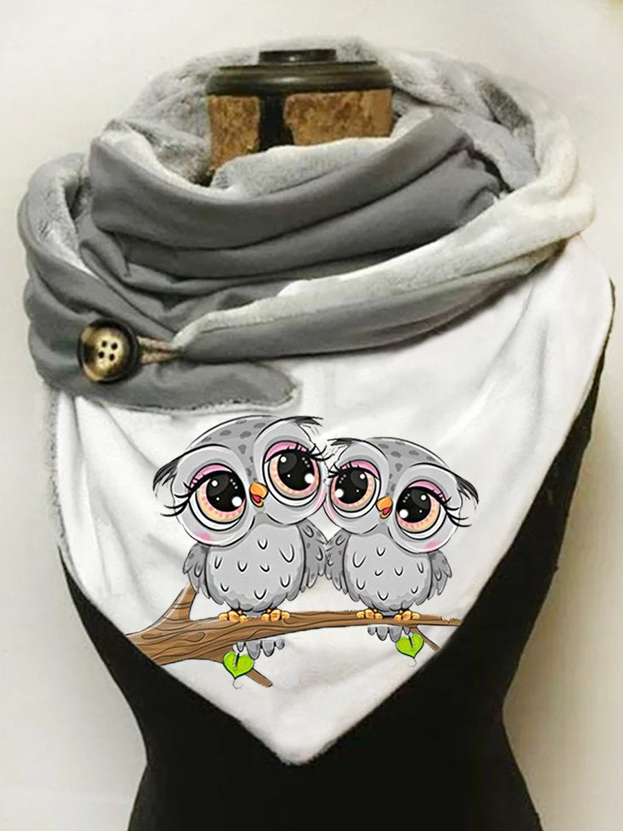 

Two Owl Carton Print Shawl Scarf for Women