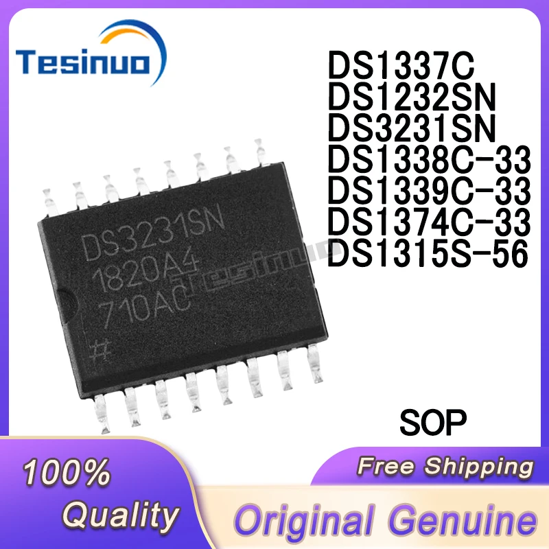 

5/PCS New DS1337C DS1232SN DS3231SN DS1338C-33 DS1339C-33 DS1374C-33 DS1315S-56 SOP Chipset In Stock