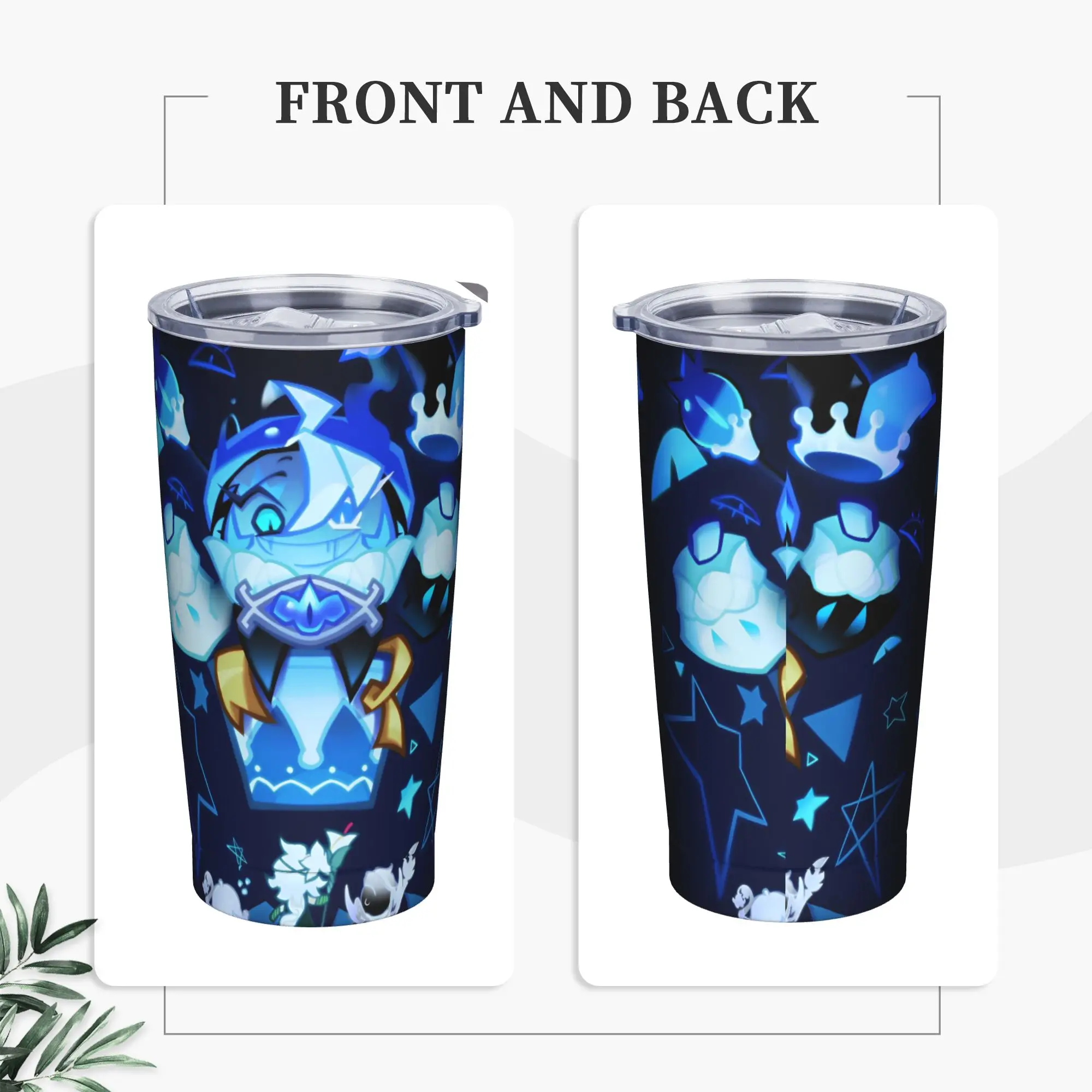 Shadow Milk Cookie Run Insulated Tumbler with Straws Lid Anime Stainless Steel Thermal Mug Double Wall Hot Cold Drinks Cup, 20oz