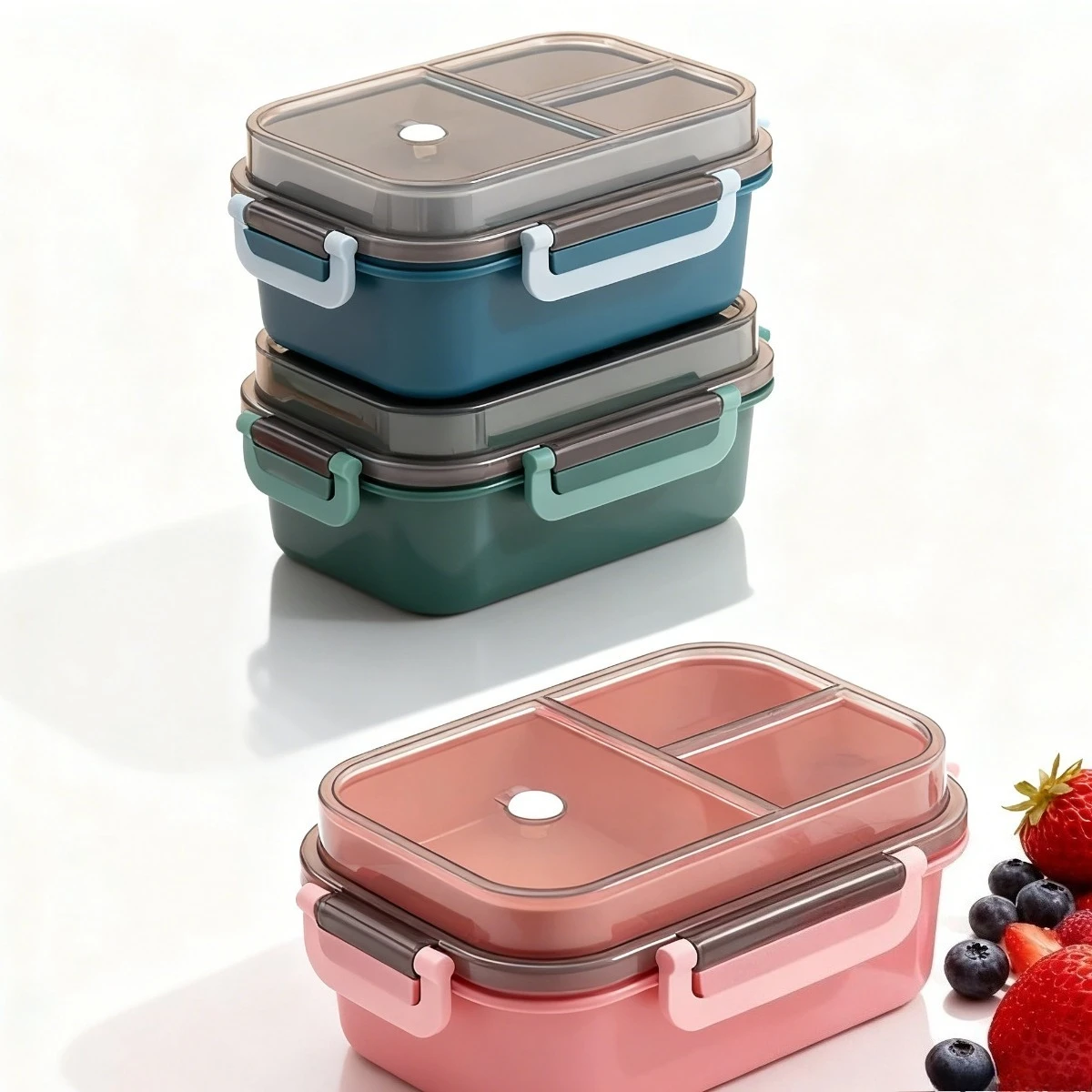 Leakproof Bento Box Microwave Dishwasher Safe Food Container with Forks Spoons for Student Office Portable Fruit Snack Lunch Box