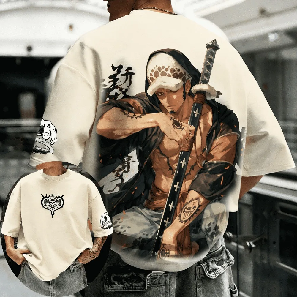 ONE PIECE Trafalgar D. Water Law 2026 Nouveauté été T-shirt unisexe en coton à manches courtes imprimé anime Harajuku