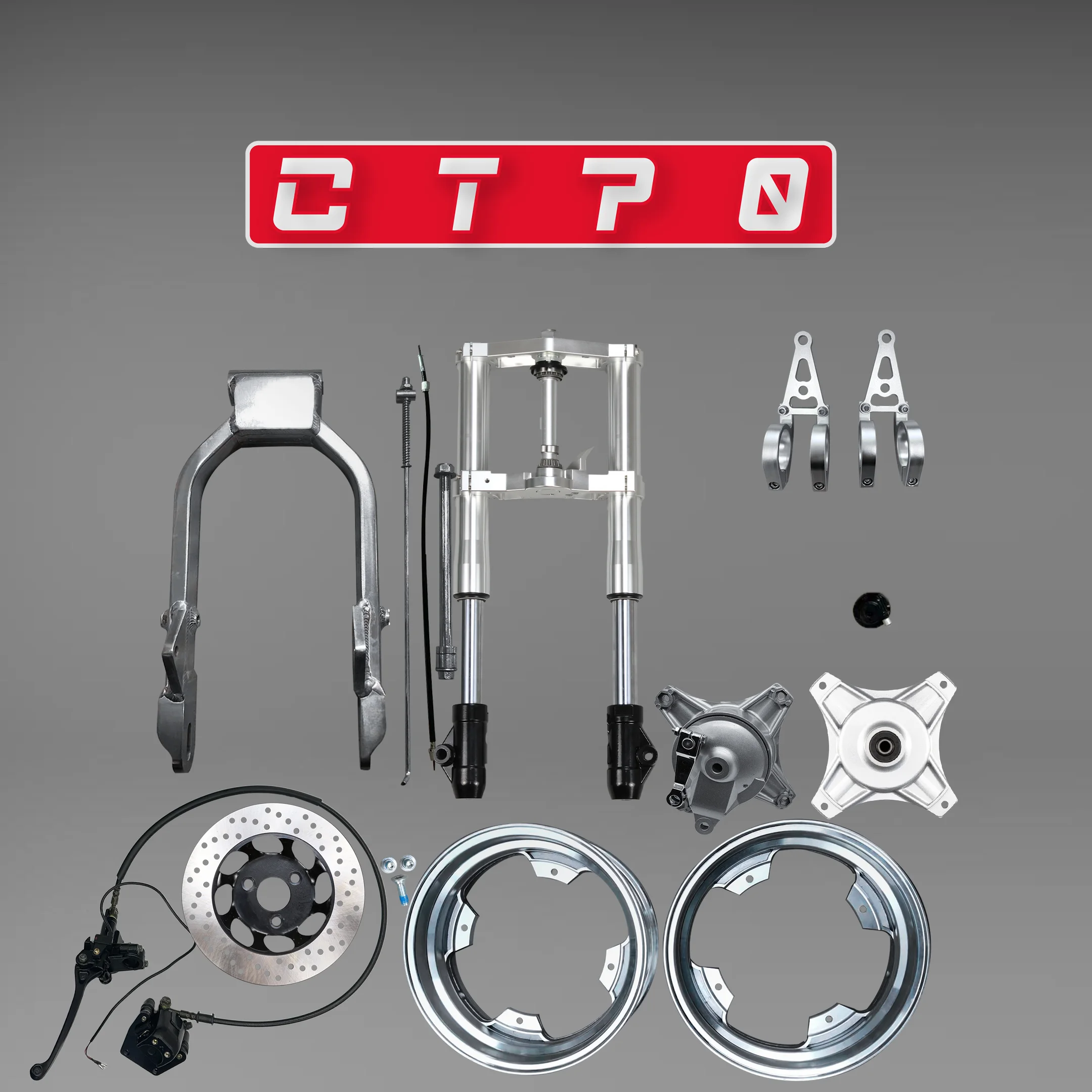 

CT70 600mm Front and Rear Fork Set with Hubs Disc Brake Front Fork and 14 inch Rear Arm 12inch Wheels Fork for DAX CT70 ST70