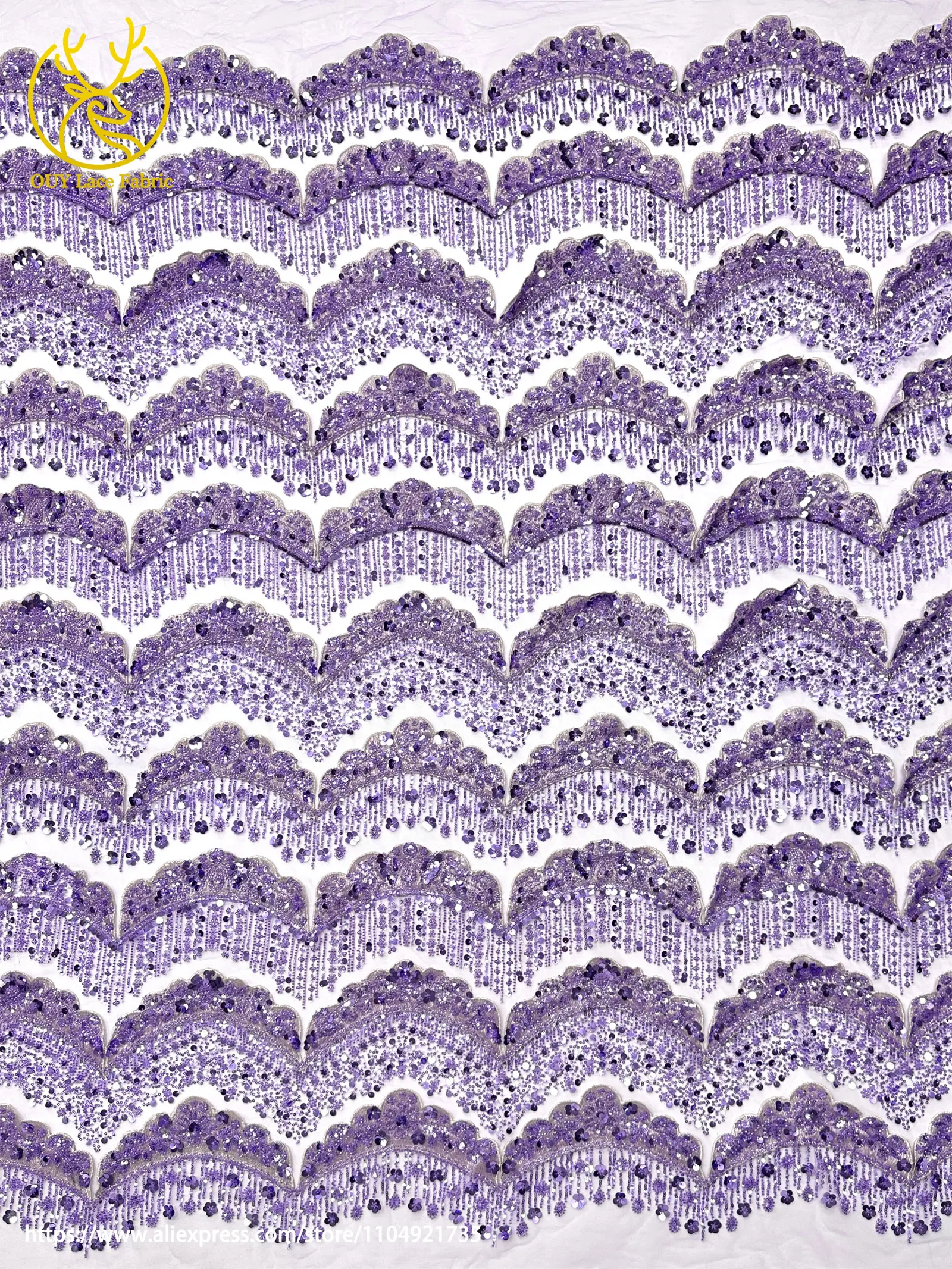 3D Luxury African Embroidery Lace Fabric 2026 High Quality French Beaded Sequin Lace Fabric Bridal Wedding Party Dress Sewing