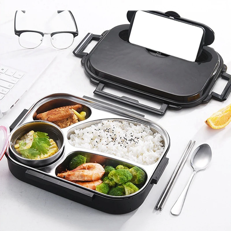 1Set Children Food Storage Insulated Lunch Container Box Breakfast Bento Case With Soup Cup Breakfast Bento Case Yellow