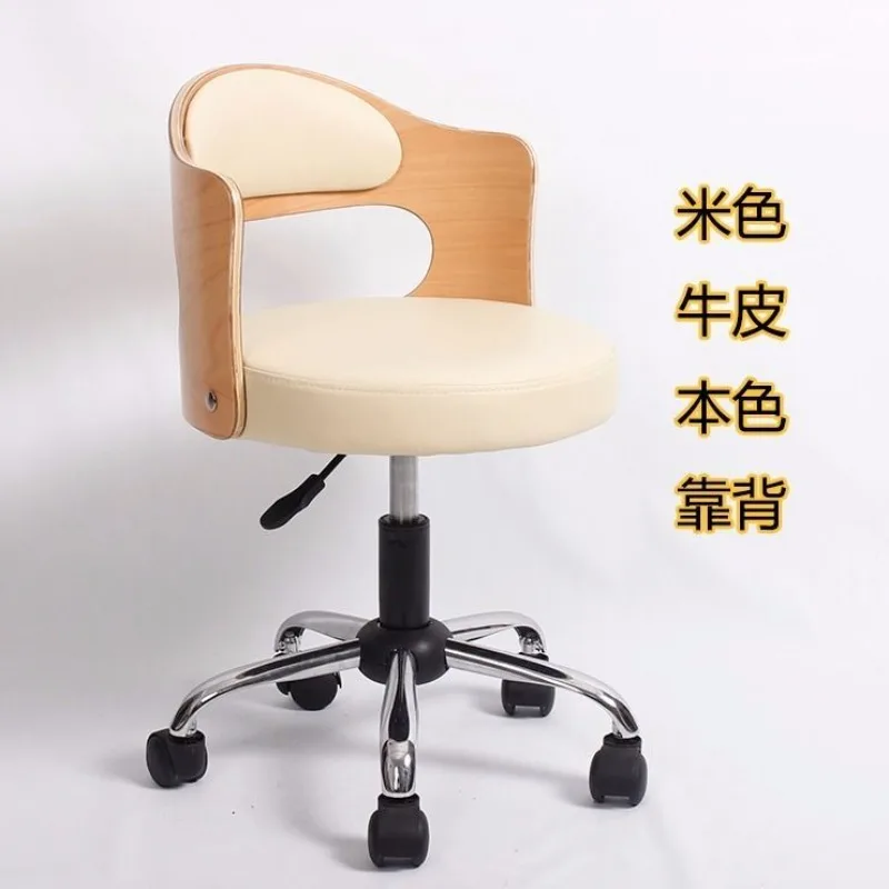 

Solid wood Rotating lift office chair simple desk student computer chair small study home backrest bar swivel stool work chair