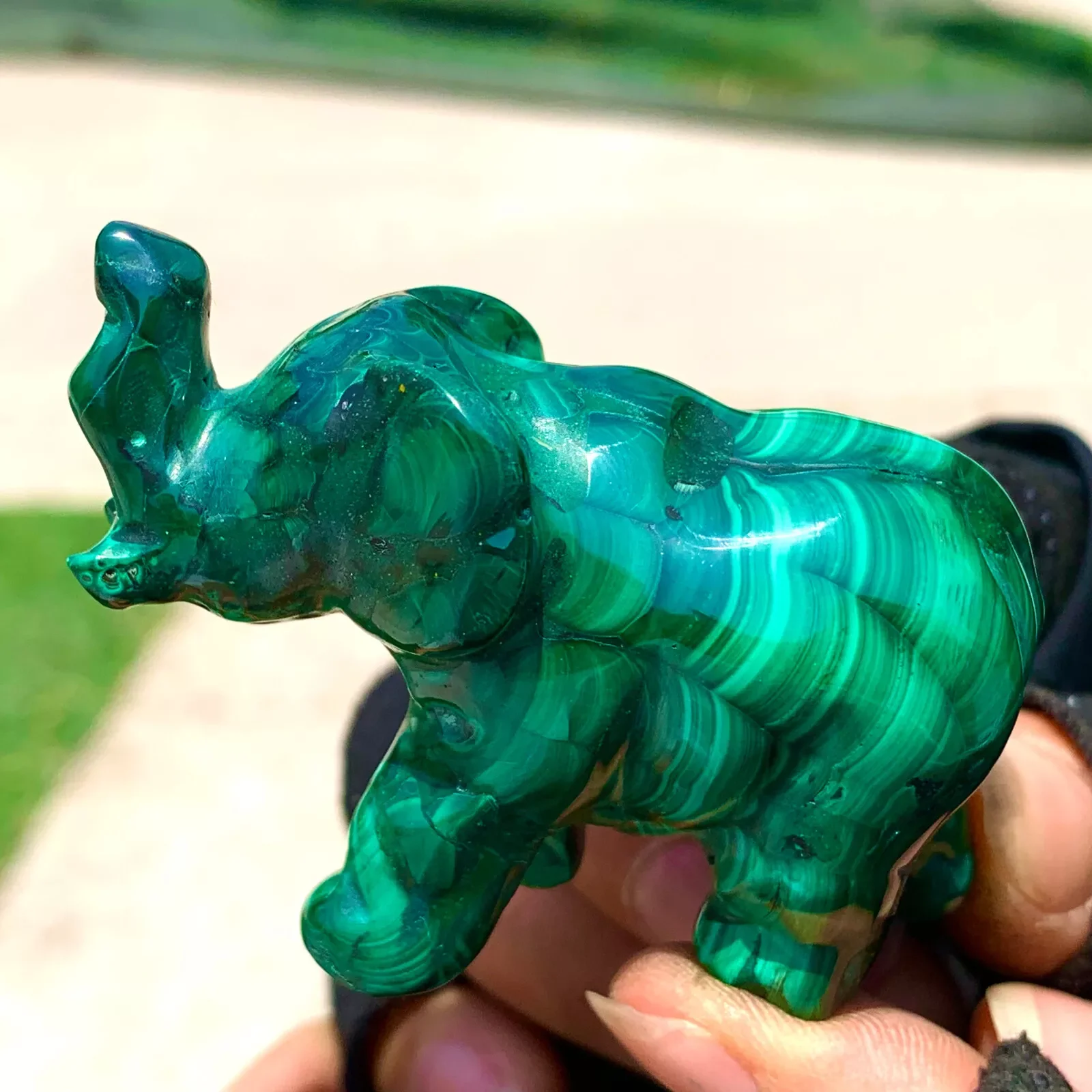 Natural Malachite Crystal Quartz Sculpture Elephant, Energy Gem, Reiki Healing, Gift, Feng Shui, Room Decoration, Meditation