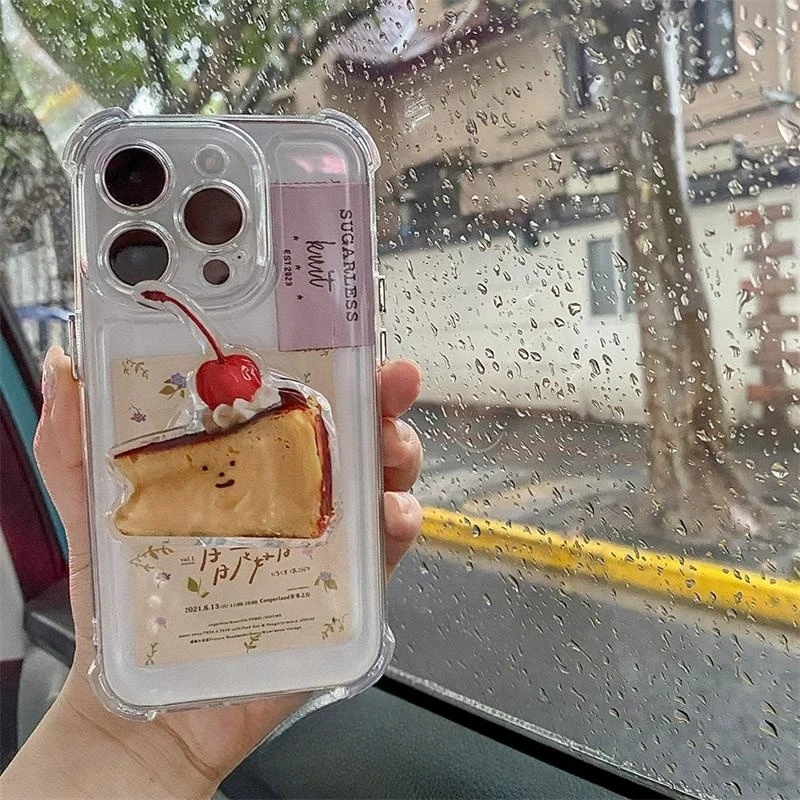 Suporte de telefone bolo basco fofo e delicioso adequado para acessórios iPhone 17 16 Pro
