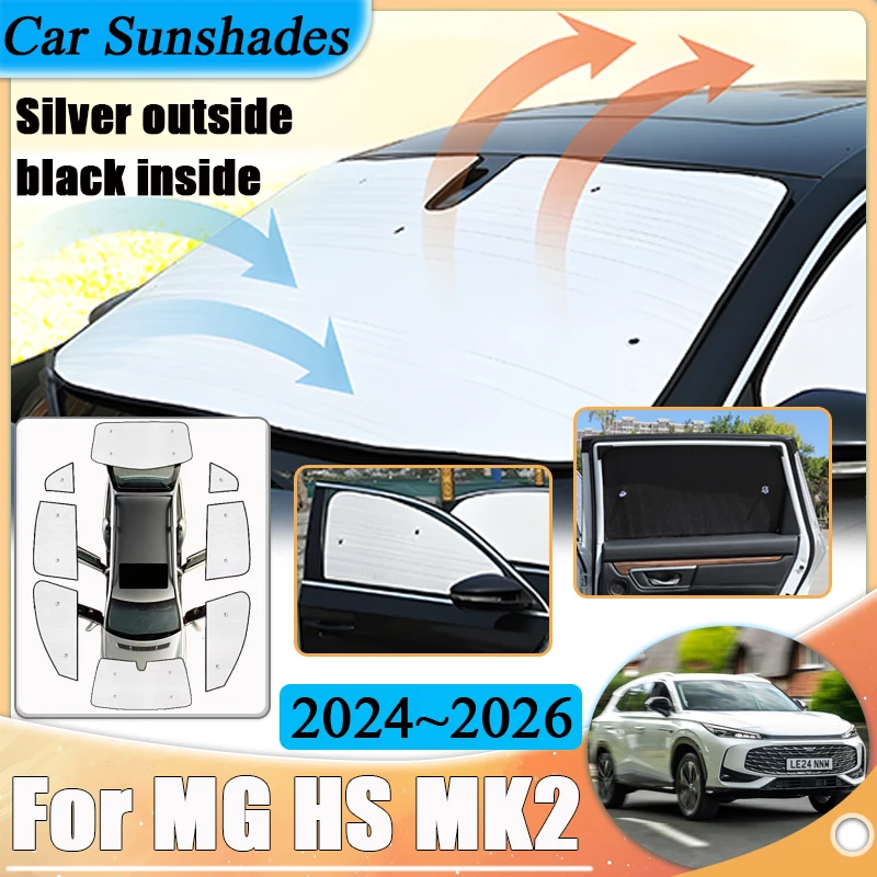 

Anti-UV Car Windshield Visor For MG HS EHS MK2 2024 2025 2026 Sliver Black Full Window Sunshade Sun Shade Protection Accessories