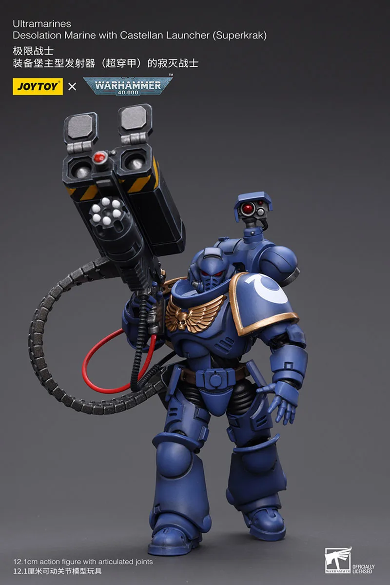 JOYTOY Warhammer 40K 1/18 Ultramarines Desolagem Marinha com Castellan Launcher Action Figure Brinquedo Modelo de Soldado Militar