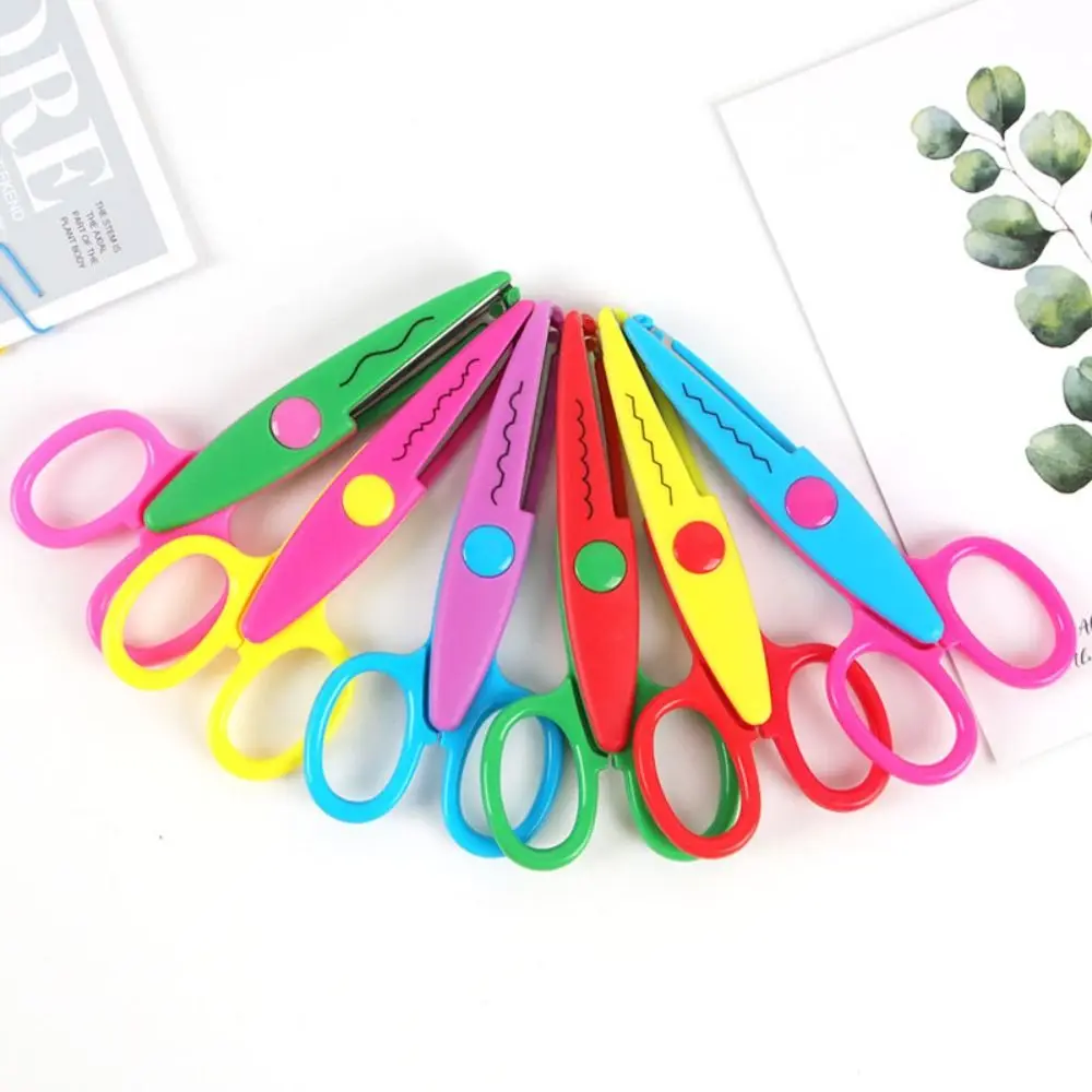 Wavy Pattern Minimalistic Lace Scissors Small Round Head Stainless Steel Stationery Scissors Professional Candy Color