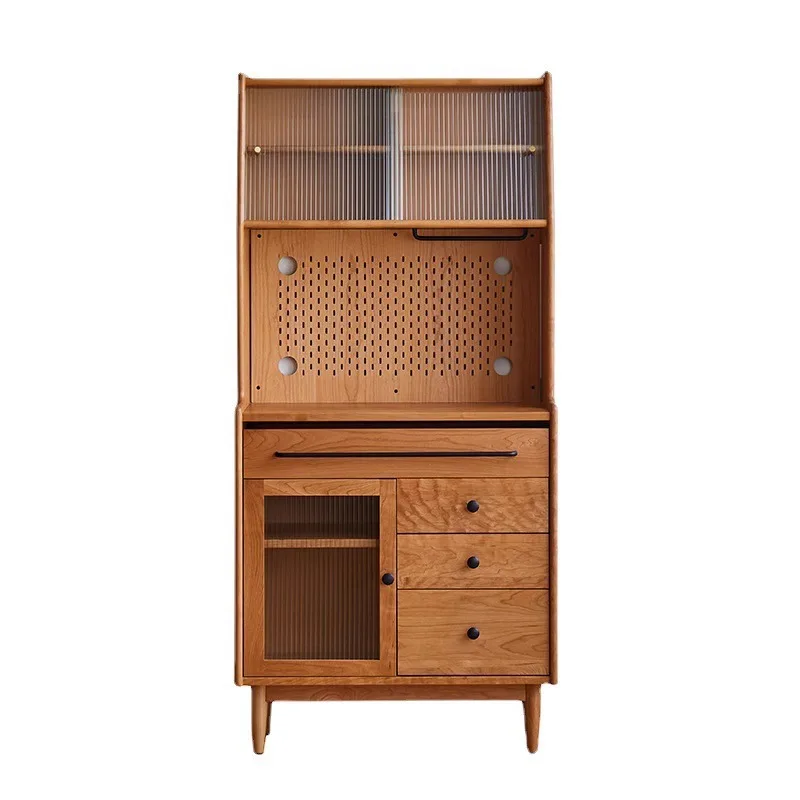 

Integrated wall simple cherry wood tea cabinet kitchen cupboard Japanese high cabinet wine cabinet