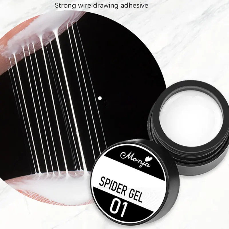 Wire Drawing Gel Nail Polish Black White Spider Web Gel Nail Art Design Painting Liner Glue Gel Reflective Top Coat