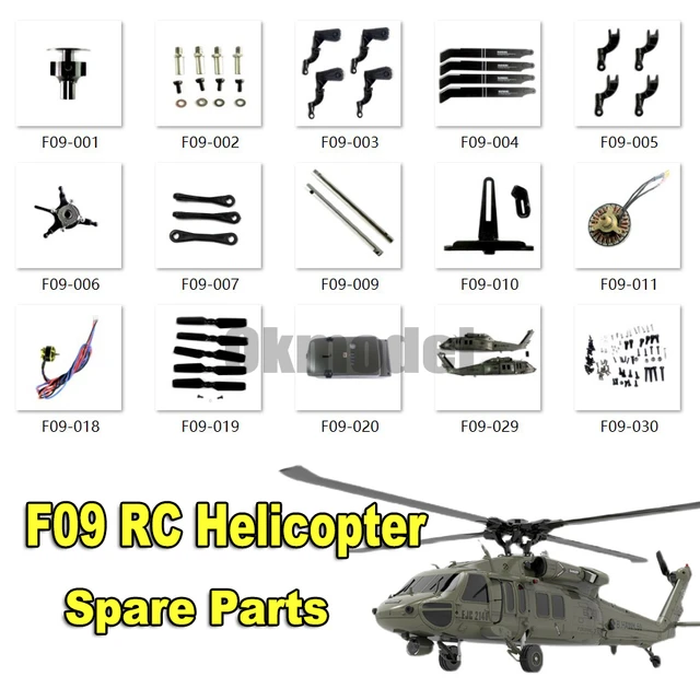 F09 RC Helicopter Scale UH60-Black Hawk All spare parts Shell Battery  Remote control Paddle Blade principal axis lamp