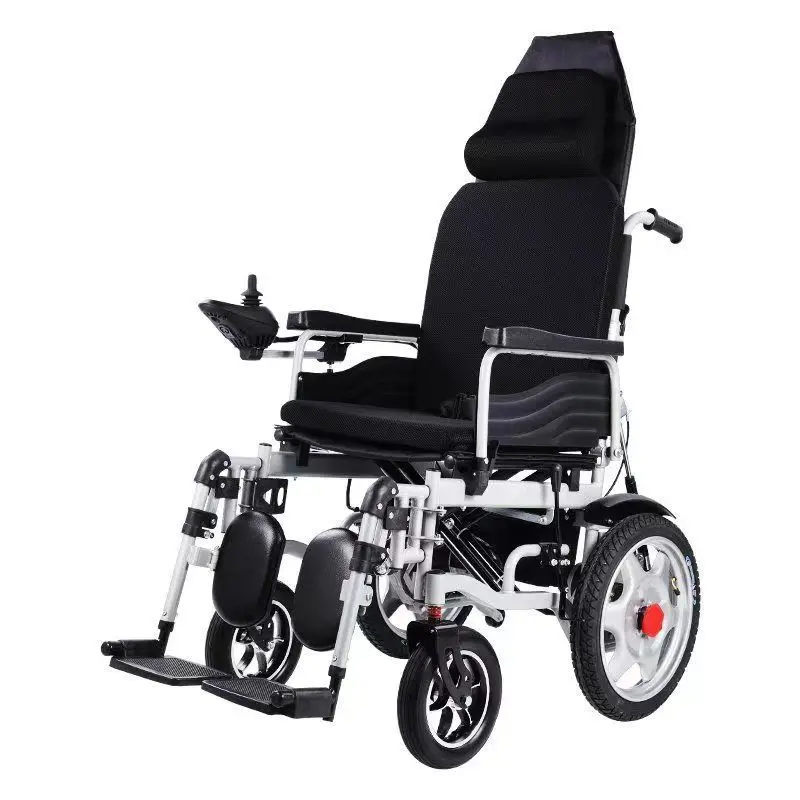 height back reclining folding lightweight and powerful reclining electric wheelchair can lie flat for the elderly and disabled