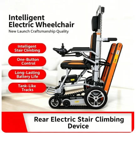 Foldable Electric Tracked Stair‑Climbing Mobility Device, Portable Transfer Aid for Stair Travel
