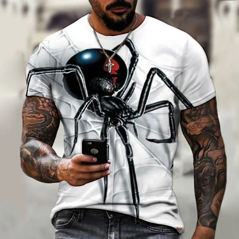 Spider Pattern Fashion T-Shirt For Men\'s 6XL Plus Size 3D Animal Printed Streetwear T Shirt Short Sleeve Hip Hop Summer Tops Tee