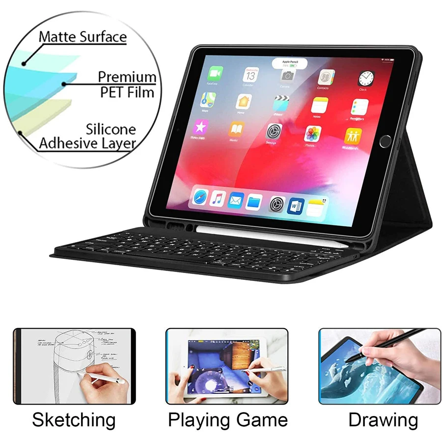 2 pçs tpu protetor de tela filme para ipad pro 11 12.9 2021 2020 2018 ipad ar 4 10.9 10.2 7th 8th mini 4 5 6 pet anti brilho filme