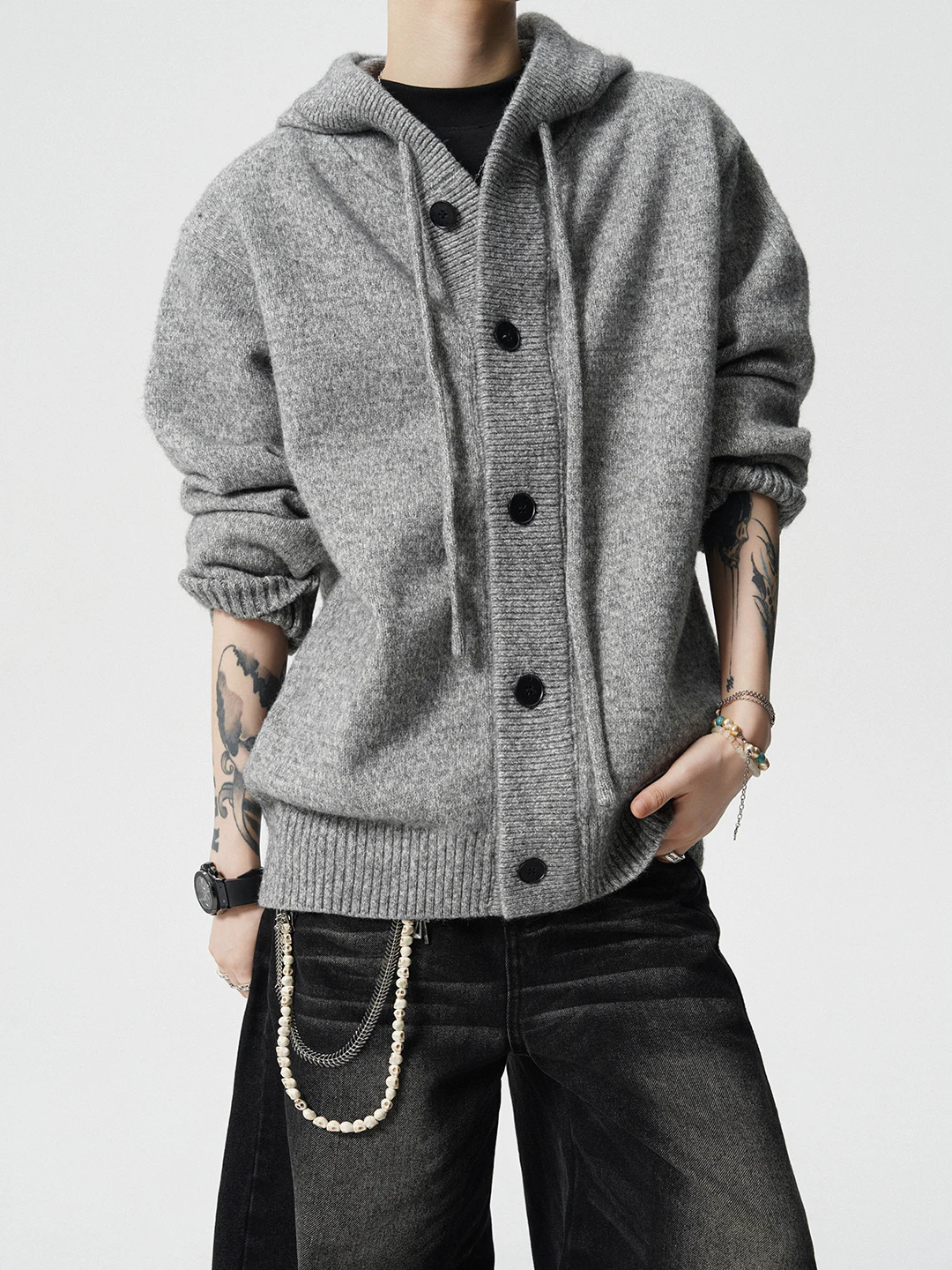 

Cleanfit Men's Hooded Open Cardigan Sweater Loose Lazy Sle Knitted Top Heavyweight Autumn Winter Trendy Brand Comfortable Fit