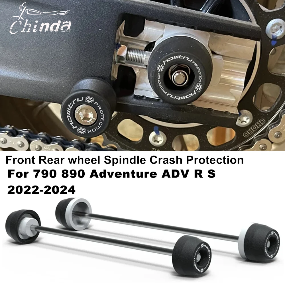 

For 790 890 Adventure ADV R S 2022 2023 2024 Motorcycle Front & Rear Axle Fork Crash Sliders Wheel Protection