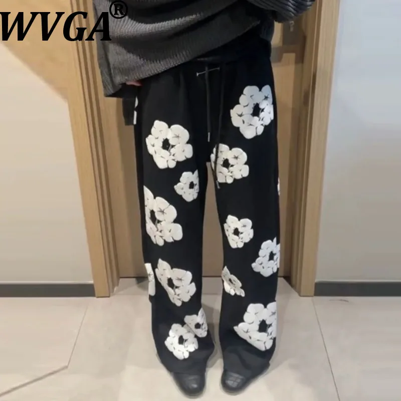 

Новые мужские брюки WVGA для весны и осени в американском уличном стиле с принтом Blossom Foam, модные, нишевые, повседневные, универсальные, прямого кроя W21169