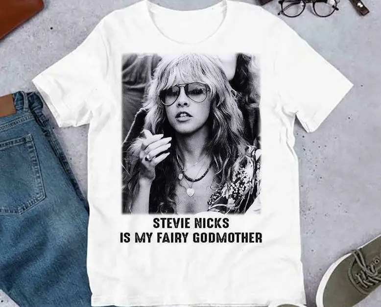 Singer Rock Stevie Nicks Is My Fairy Godmother Lover Glasses T Shirt Vintage